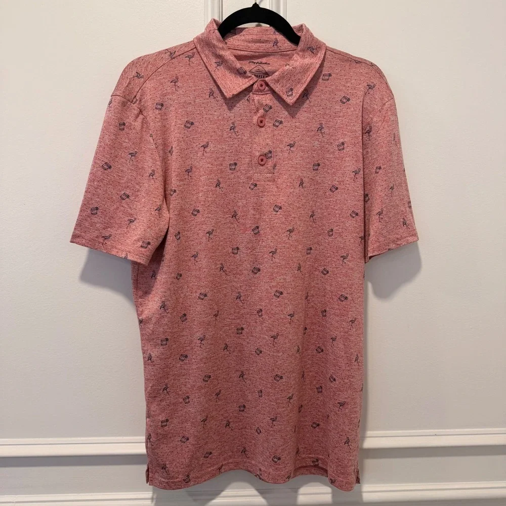 Flag & Anthem Madeflex Mens Performance Printed Polo Flamingo Pink Small NWT